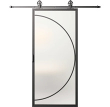 Posuvné dvere so sklenenou výplňou a kovovým rámom