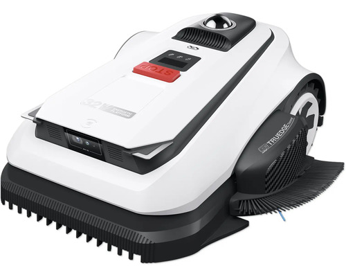 Robotická kosačka na trávu v bielej a čiernej farbe