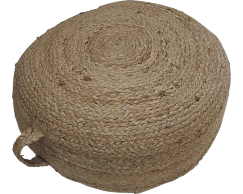 Okrúhly puf z pleteného prírodného materiálu