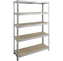 Kovová polica s piatimi policami na uskladnenie