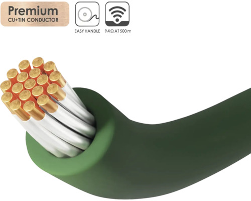Zelený napájací kábel s medeno-cínovým vodičom