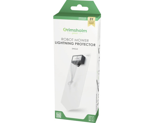 Ochrana pred bleskom Grimsholm na vymedzovacie drôty robotických kosačiek Ochrana proti blesku pre robotickú kosačku Grimsholm v krabici