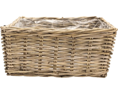 Obdĺžnikový kvetináč z ratanu s fóliou