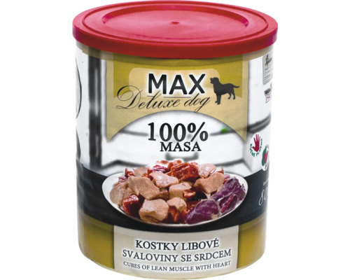 MAX Deluxe vlhké krmivo pre psy s chudým svalom a srdcom v konzerve