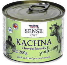 Falco Sense Cat mokré krmivo pre mačky s kačicou a hovädzím mäsom v 200-gramovej plechovke
