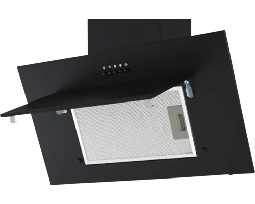 Čierny digestor s kovovým tukovým filtrom