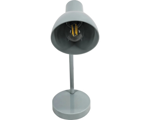 Sivá stolná lampa s LED žiarovkou