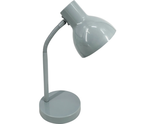 Sivá stolná lampa s flexibilným ramenom