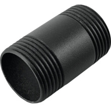 Čierna kovová rúrková vsuvka so závitovými koncami.