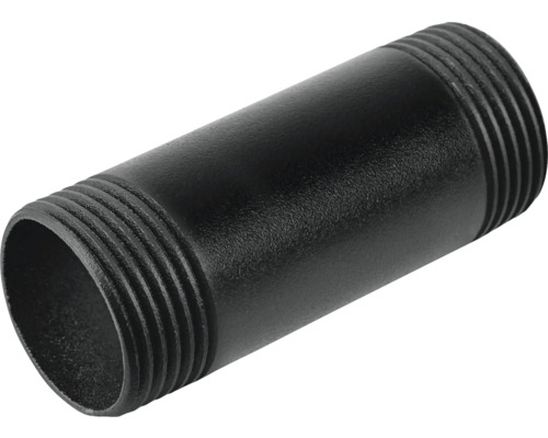 Čierna rúrková vsuvka so závitovými koncami.