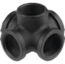 Čierna liatinová tvarovka T-kus so štyrmi pripojeniami