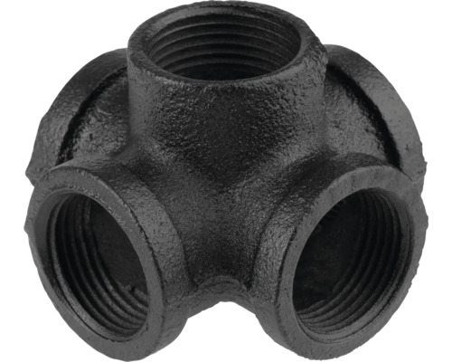 Čierna liatinová tvarovka T-kus so štyrmi pripojeniami