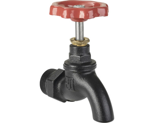 Kovový ventilový kohút s červenou rukoväťou