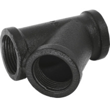 Čierny T-kus z temperovanej liatiny s vnútorným závitom