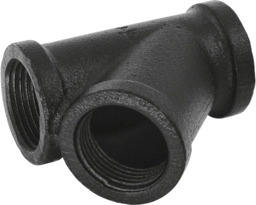 Čierny T-kus z temperovanej liatiny s vnútorným závitom