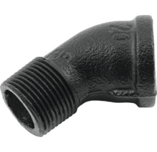 Čierny liatinový oblúk s vnútorným a vonkajším závitom