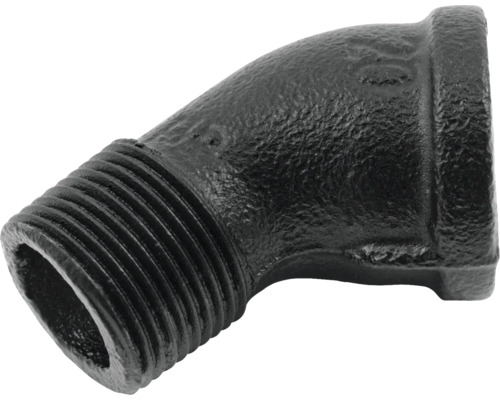 Čierny liatinový oblúk s vnútorným a vonkajším závitom