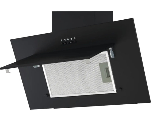 Čierny odsávač pár s kovovým filtrom