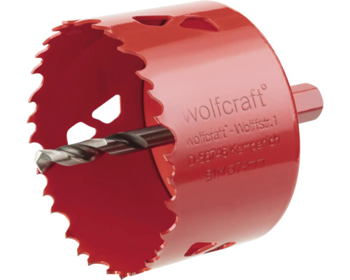 Dierovacia píla Wolfcraft so strediacim vrtákom, priemer 74 mm
