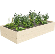 Drevený vyvýšený záhon s rastlinami