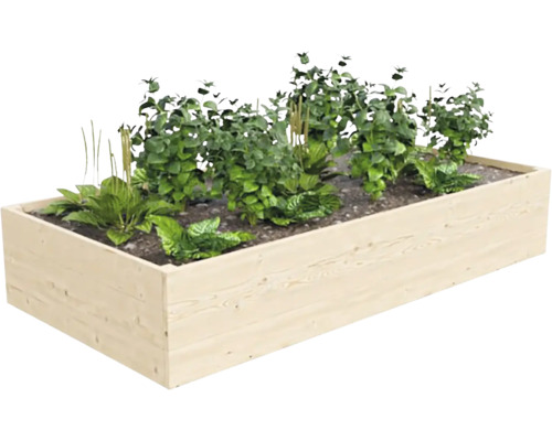 Nízky vyvýšený záhon BASIC 160, 160 × 80 × 40 cm Drevený vyvýšený záhon s rastlinami