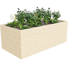 Drevený vyvýšený záhon s rastlinami