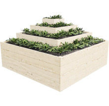 Drevená rastlinná pyramída s osadenými úrovňami pre vonkajšie použitie