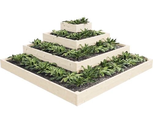 Nízky vyvýšený záhon ROH BASIC 120, 120 × 120 × 40 cm Viacposchodový bylinkový záhon z dreva s výsadbou
