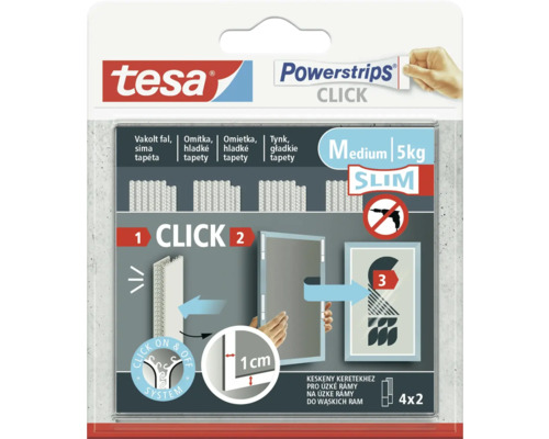 Tesa Powerstrips Click Medium na zavesenie obrazových rámov bez vŕtania