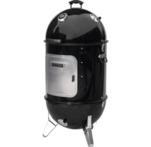 Čierny vertikálny gril Tenneker s ukazovateľom teploty a striebornými dvierkami