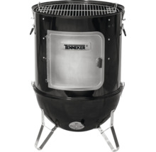 Čierny gril s dvierkami a logom Tenneker.