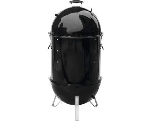 Čierny guľatý gril s vekom a nohami