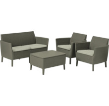 Súprava záhradného nábytku pozostávajúca z pohovky, dvoch kresiel a stola