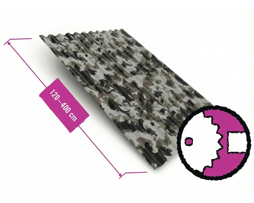 Trapézový plech s maskovacím vzorom, dĺžka 120 až 400 cm