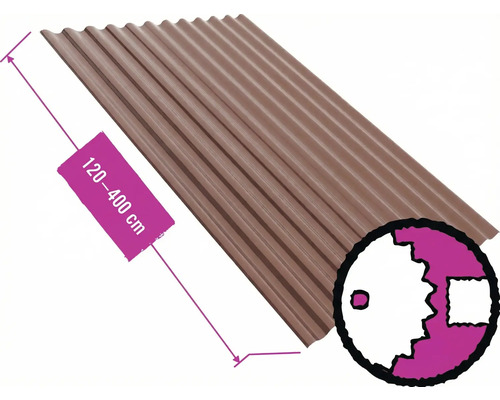 Trapézový plech s dĺžkou 120 až 400 cm.