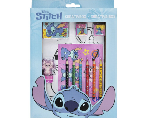 Kreatívna súprava Disney Stitch s poznámkovým blokom, ceruzkami, gumami a strúhadlom