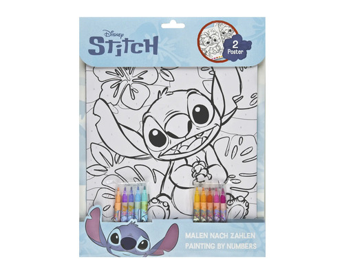 Sada Maľovanie podľa čísel s motívom Disney Stitch a dvoma plagátmi