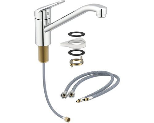 Kuchynská batéria s príslušenstvom a flexibilnými pripojovacími hadicami