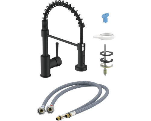 Kuchynská batéria s hadicou a montážnym príslušenstvom