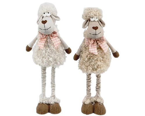 Dve plyšové hračky v tvare oviec s mašľami