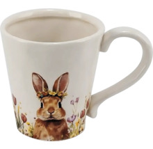 Keramický hrnček s motívom zajačika a kvetinovým vencom