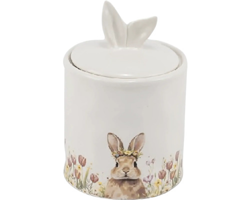 Keramická dóza s motívom králika a vrchnákom s králičími ušami