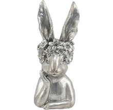 Dekoratívna figúrka zajačika s kvetinovým vencom pre vnútorné použitie