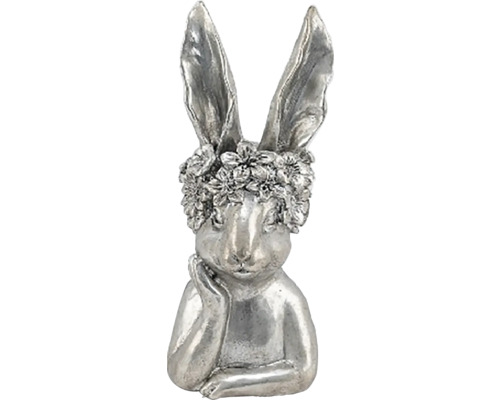 Dekoratívna figúrka zajačika s kvetinovým vencom pre vnútorné použitie