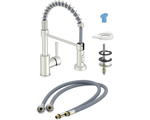 Kuchynská batéria s hadicou sprchy a inštalačným materiálom