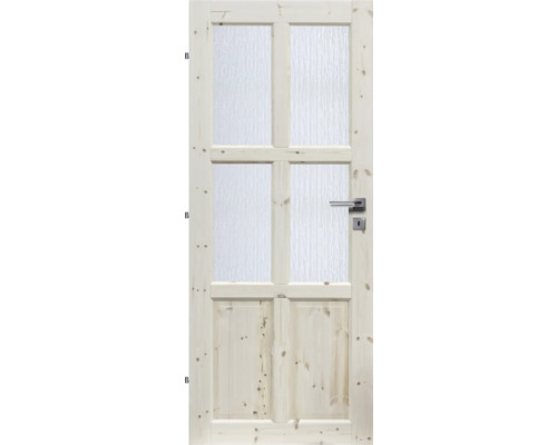 Drevené dvere so sklenenými výplňami a kľučkou