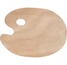 Drevená paleta s otvorom na palec pre umelecké potreby