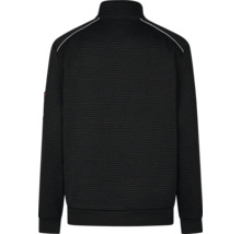 Pohľad zozadu na čiernu pruhovanú mikinu na zips