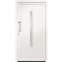 Biele vchodové dvere s kľučkou a sklenenou vložkou