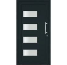 Vchodové dvere s štyrmi obdĺžnikovými sklenenými výplňami a držadlom z nehrdzavejúcej ocele